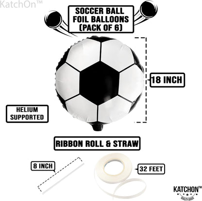 6 Pieces, 18 Inch Soccer Balloons - Soccer Party Decorations | Soccer Birthday Party Supplies | Soccer Birthday Balloons for Soccer Party Decorations | Soccer Ball Balloons for Gender Reveal Decor